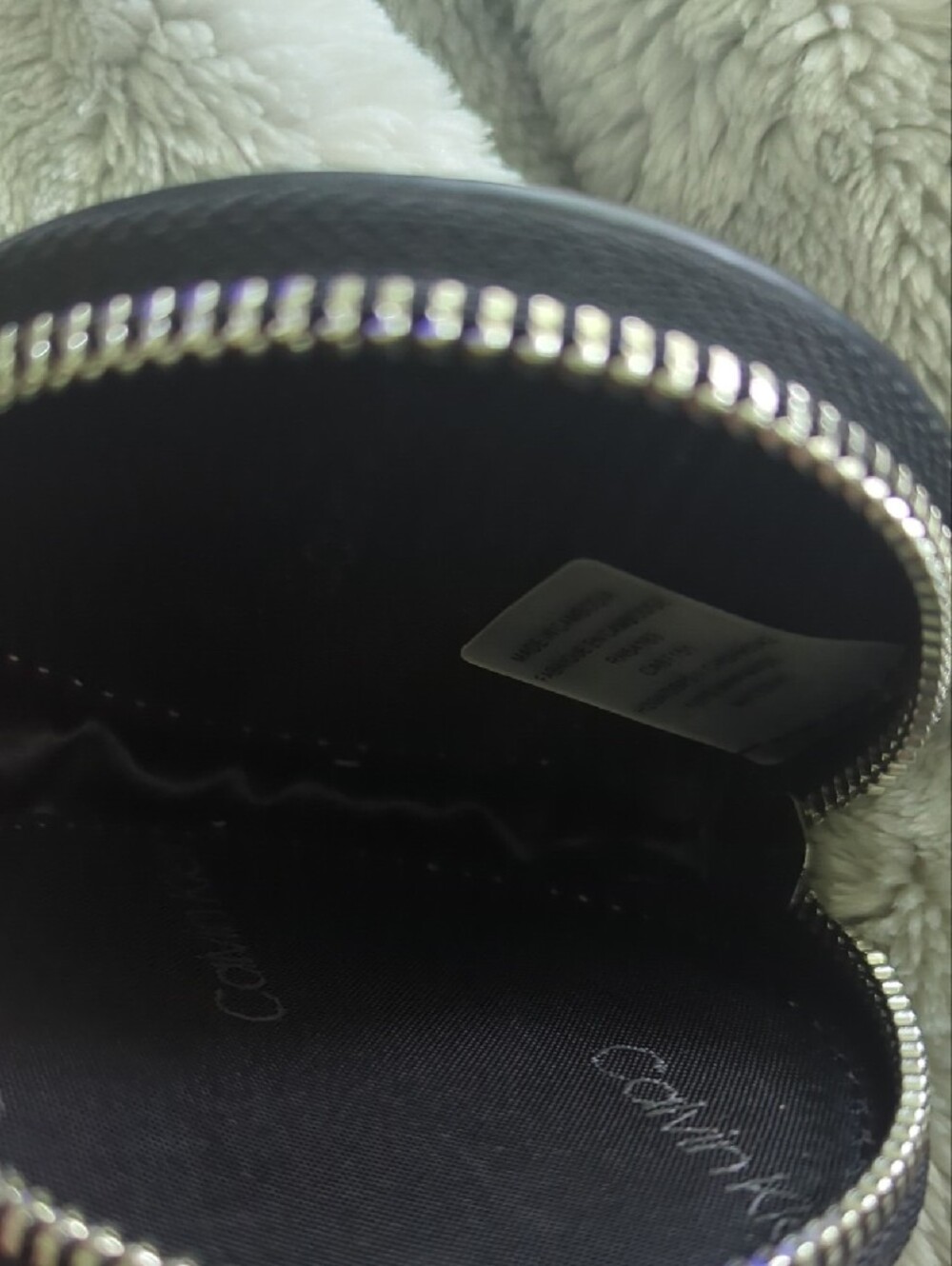 Calvin Klein Black Round Leather Coin Case with Wrist Strap NWOT - Picture 7 of 8